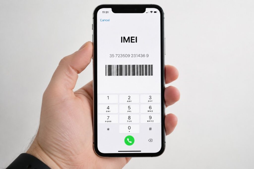 Mobile showing dummy IMEI code