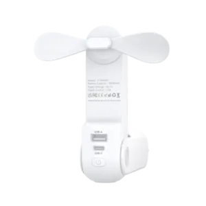 3-in-1 Mini Handheld Fan, Power Bank & Flashlight.
