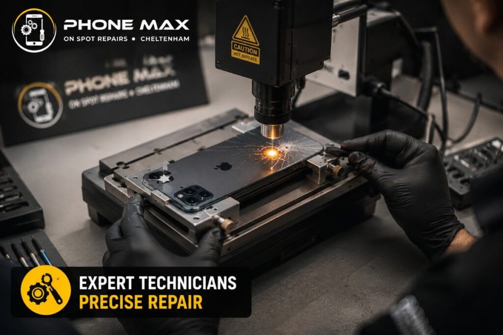Expert repairing phone back glass