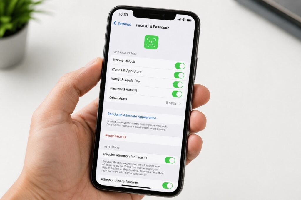 iPhone Face ID Settings