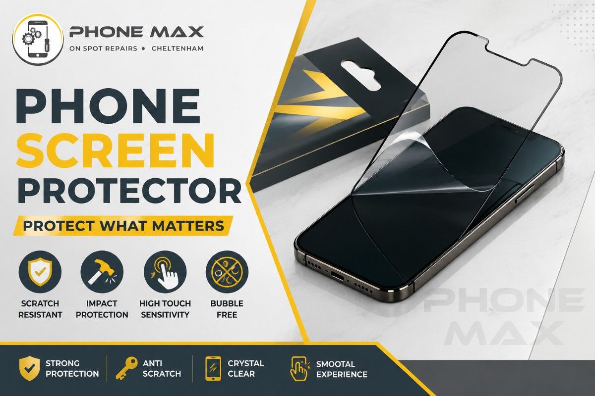 Tempered glass phone screen protector partially removed from packaging