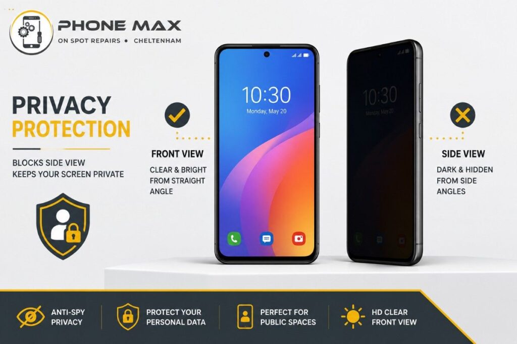 How a privacy screen protector blocks side angle viewing