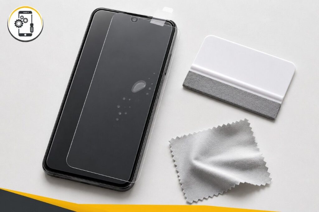 Fitting a phone screen protector and smoothing out air bubbles